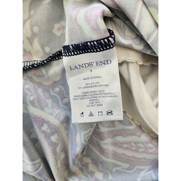 Lands End Tankini Womens Size 8 Purple Paisley‎ Pattern V-Neck Swim Top - Picture 5 of 5